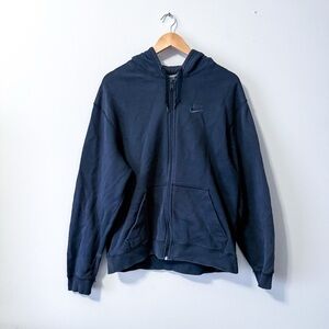 Vintage Y2K Black Nike Men’s Full Zip Up Long Sleeve Logo Hoodie Sweatshirt